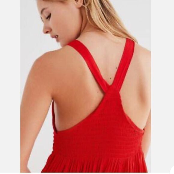 Urban Outfitters Valerie Smocked Satin Midi Dress Sz S - Picture 15 of 16